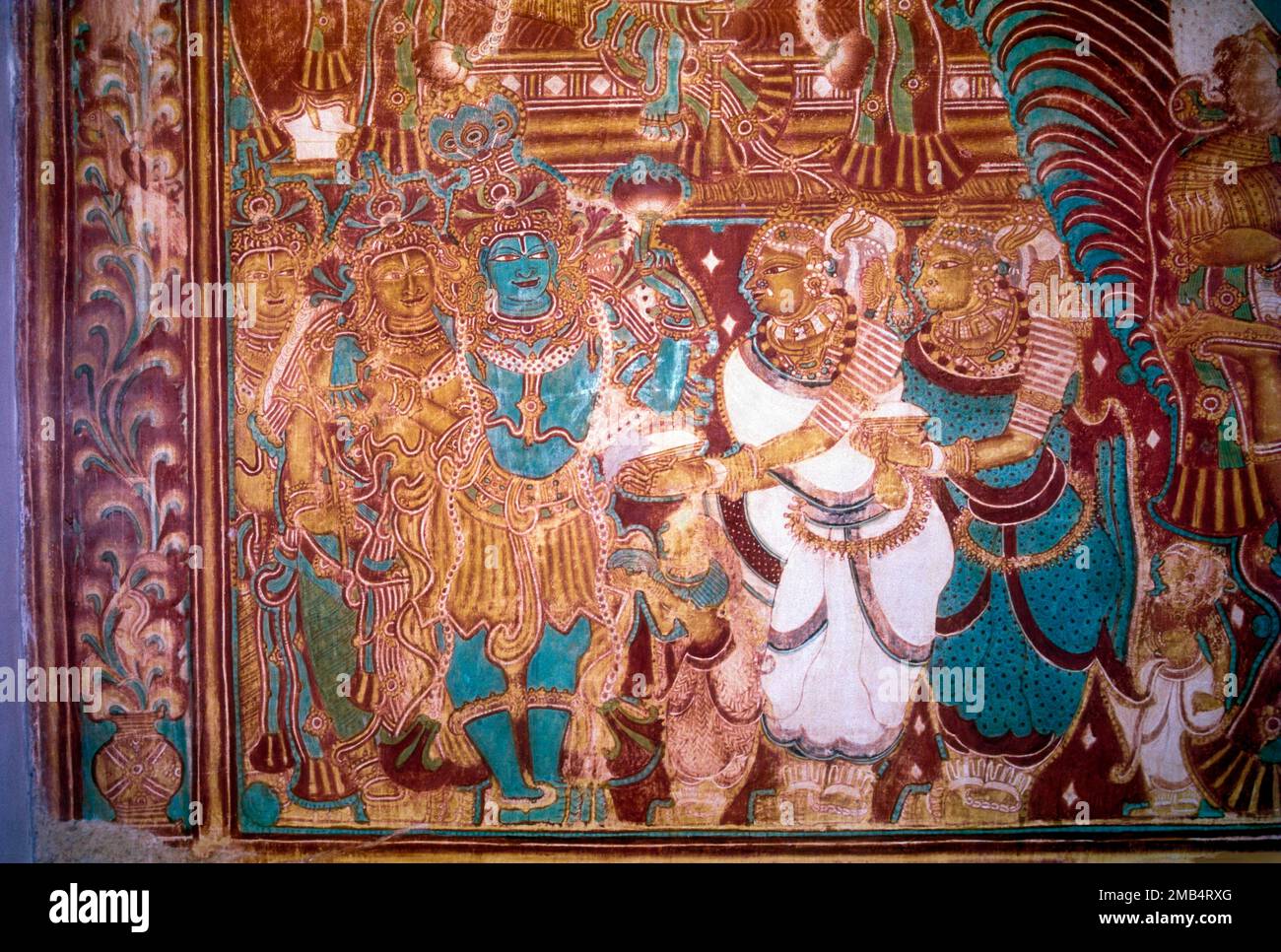 18th Century murals in Krishnapuram palace at Kayamkulam, Kerala, India, Asia Stock Photo
