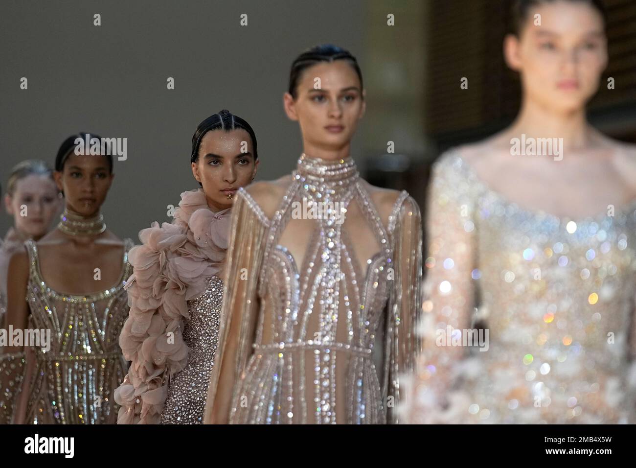 Models wear creations as part of Elie Saab's Haute Couture Fall/Winter ...