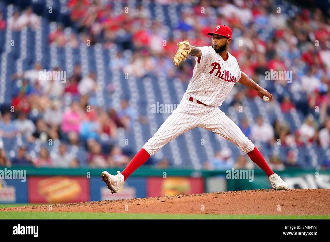 Philadelphia Phillies' Cristopher Sanchez plays during a baseball game,  Friday, July 14, 2023, in Philadelphia. (AP Photo/Matt Slocum Stock Photo -  Alamy