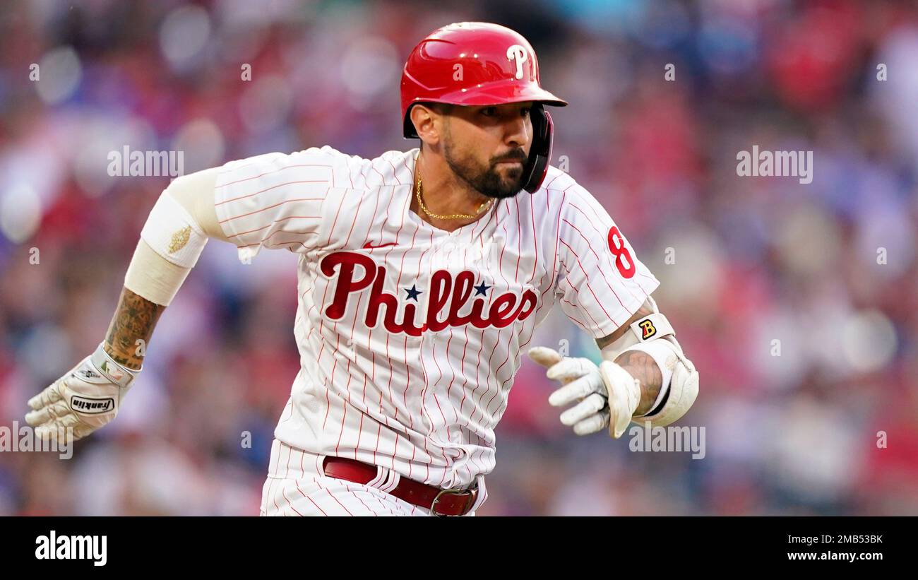 Philadelphia Phillies' Nick Castellanos plays during a baseball game,  Friday, April 21, 2023, in Philadelphia. (AP Photo/Matt Slocum Stock Photo  - Alamy