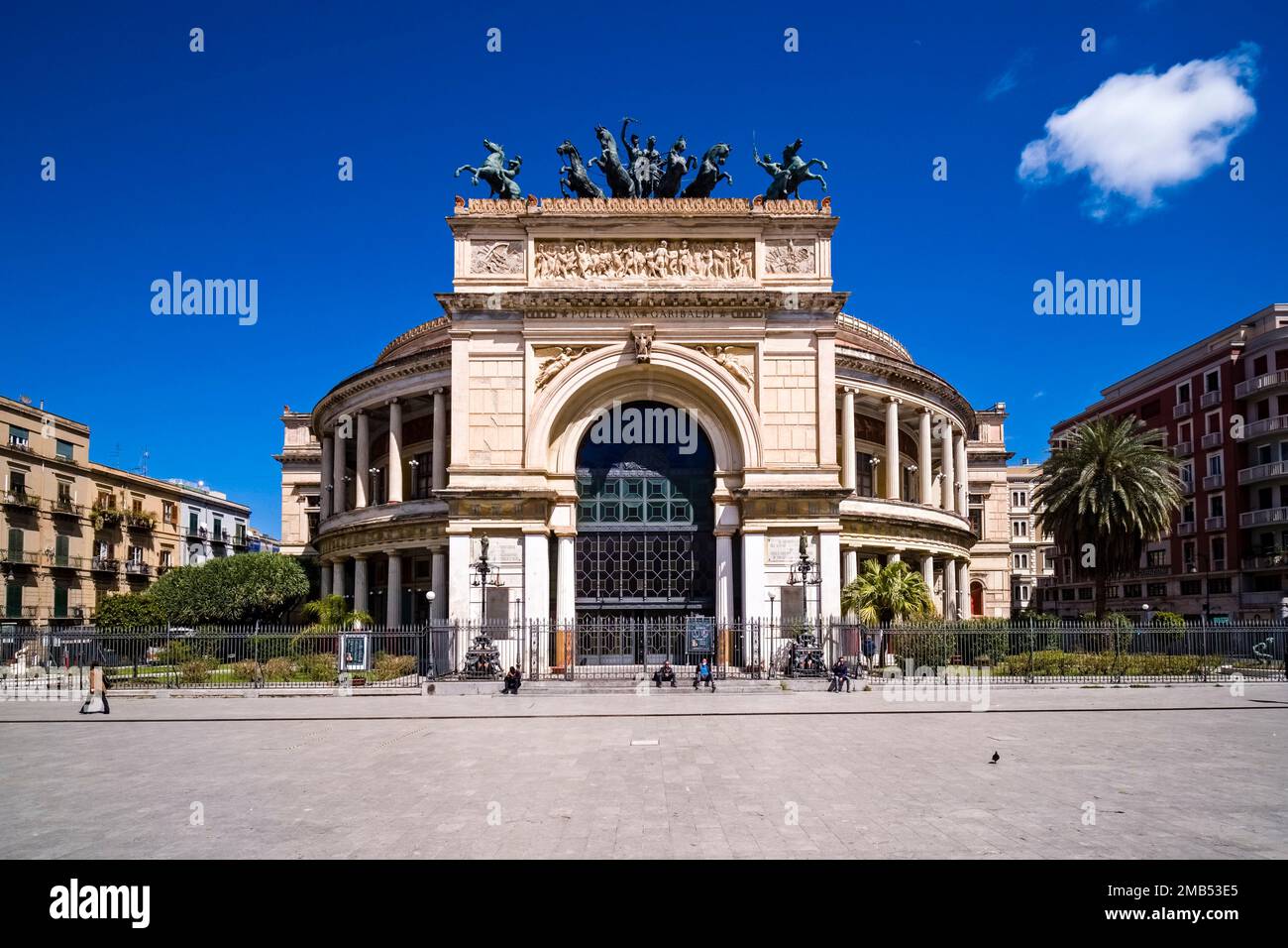 Facade of the Teatro Politeama Garibaldi, the second important theatre of Palermo, housing the Orchestra Sinfonica Siciliana. Stock Photo