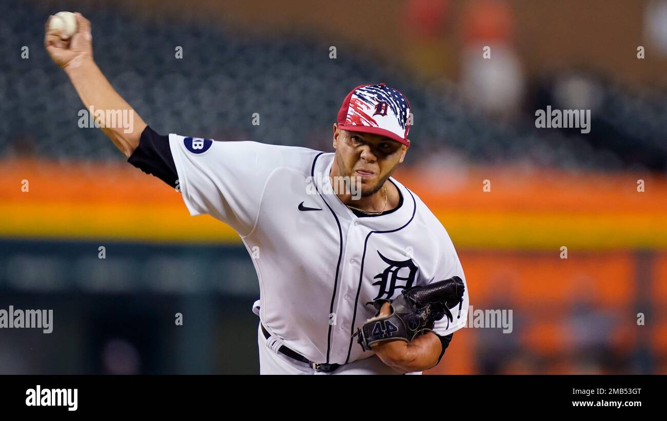 Detroit Tigers relief pitcher Joe Jimenez plays during baseball game,  Monday, July 4, 2022, in Detroit. (AP Photo/Carlos Osorio Stock Photo -  Alamy
