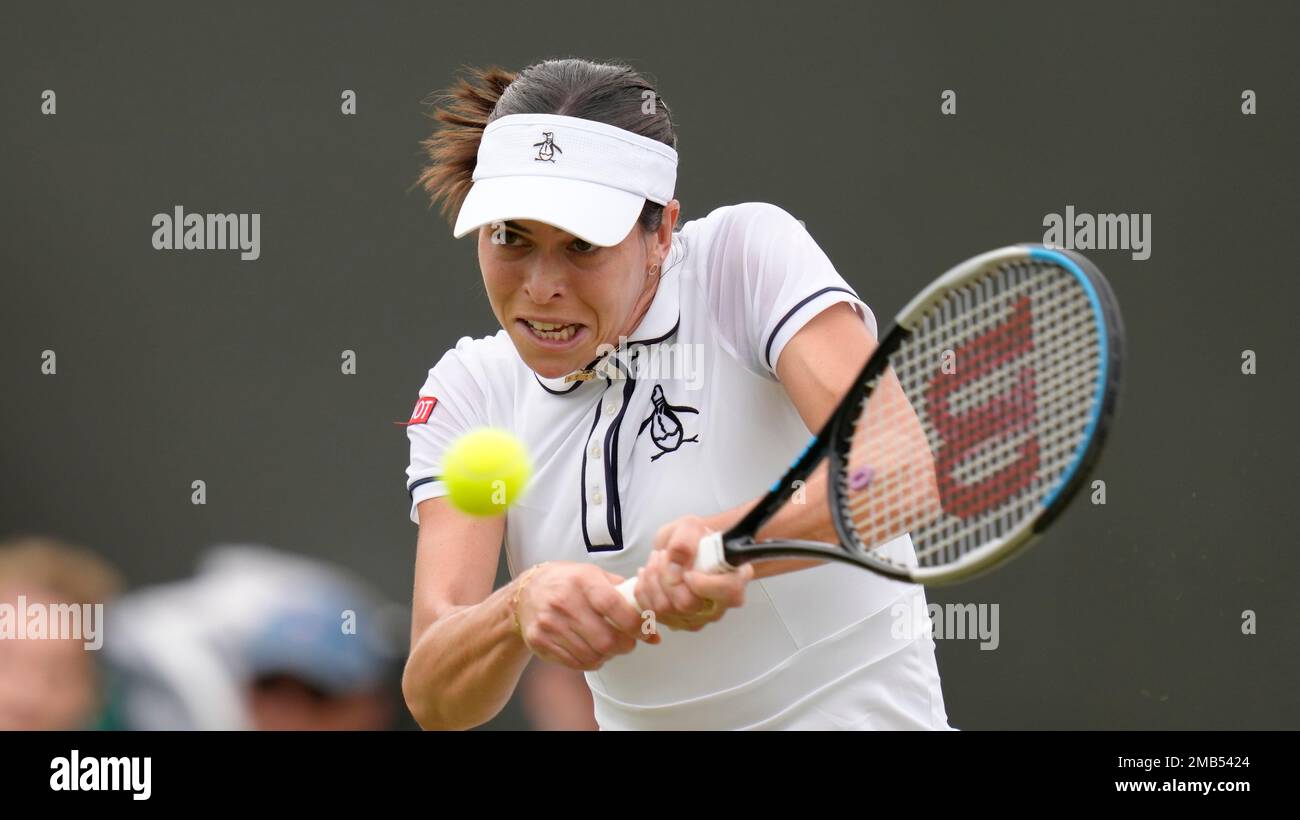 Australia's Ajla Tomljanovic returns to France's Alize during a