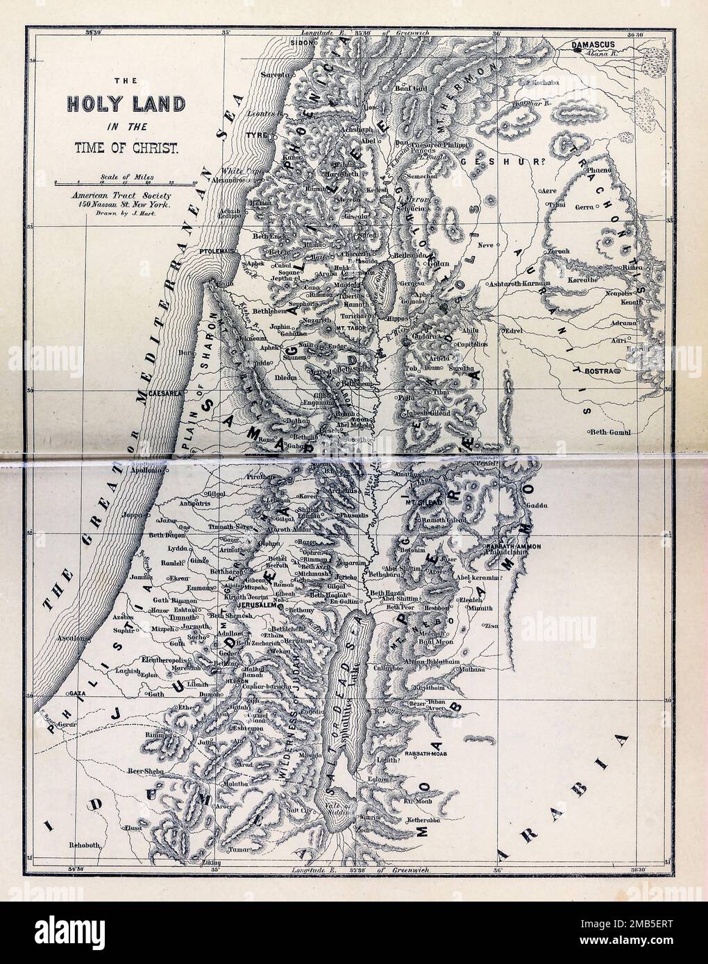 Map of Palestine in the Time of Christ engraving from the