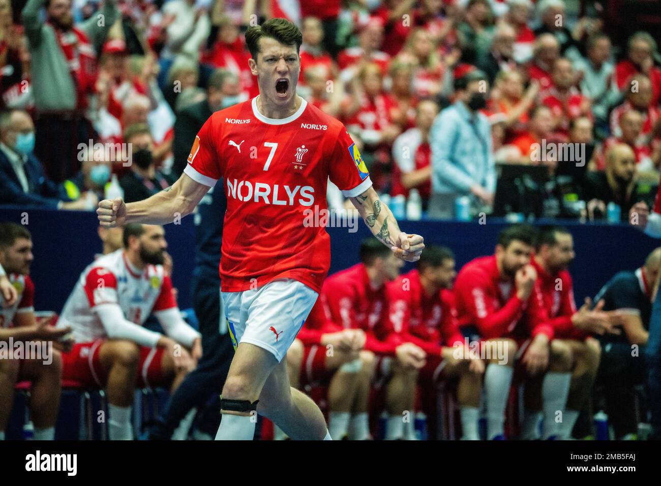 Malmo, Sweden. 19th Jan, 2023. Emil Jakobsen (7) of Denmark seen during