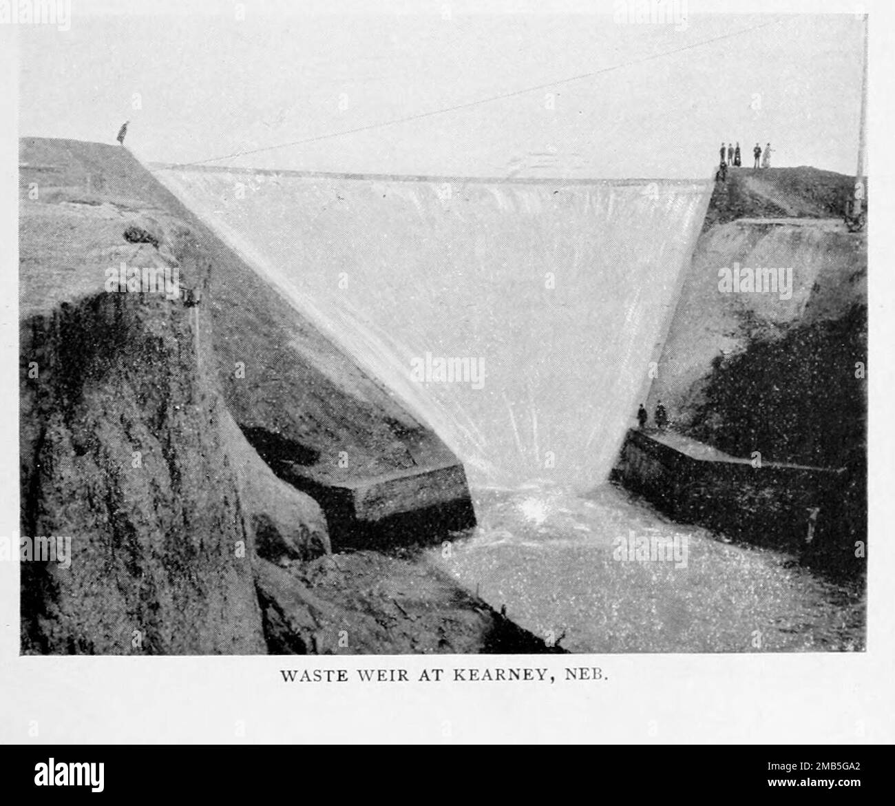 Waste Weir at Kearney, Nebraska from the Article ' WATER POWERS OF THE WESTERN STATES ' By A. G. Allan. from The Engineering Magazine DEVOTED TO INDUSTRIAL PROGRESS Volume IX April to September, 1895 NEW YORK The Engineering Magazine Co Stock Photo