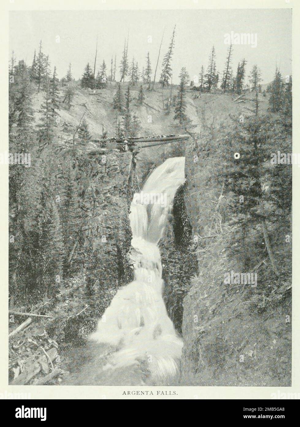 Argenta Falls from the Article ' WATER POWERS OF THE WESTERN STATES ' By A. G. Allan. from The Engineering Magazine DEVOTED TO INDUSTRIAL PROGRESS Volume IX April to September, 1895 NEW YORK The Engineering Magazine Co Stock Photo