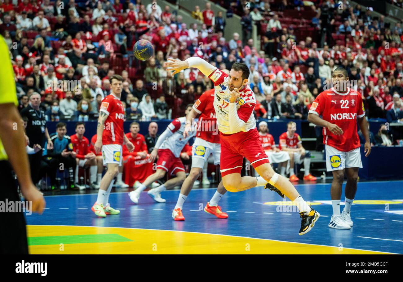Malmo, Sweden. 19th Jan, 2023. Josip Sarac (17) of Croatia seen during the IHF World Handball