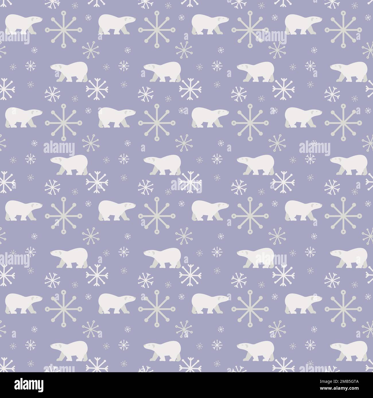 Seamless pattern with polar bears designed in minimalist flat style Stock Vector