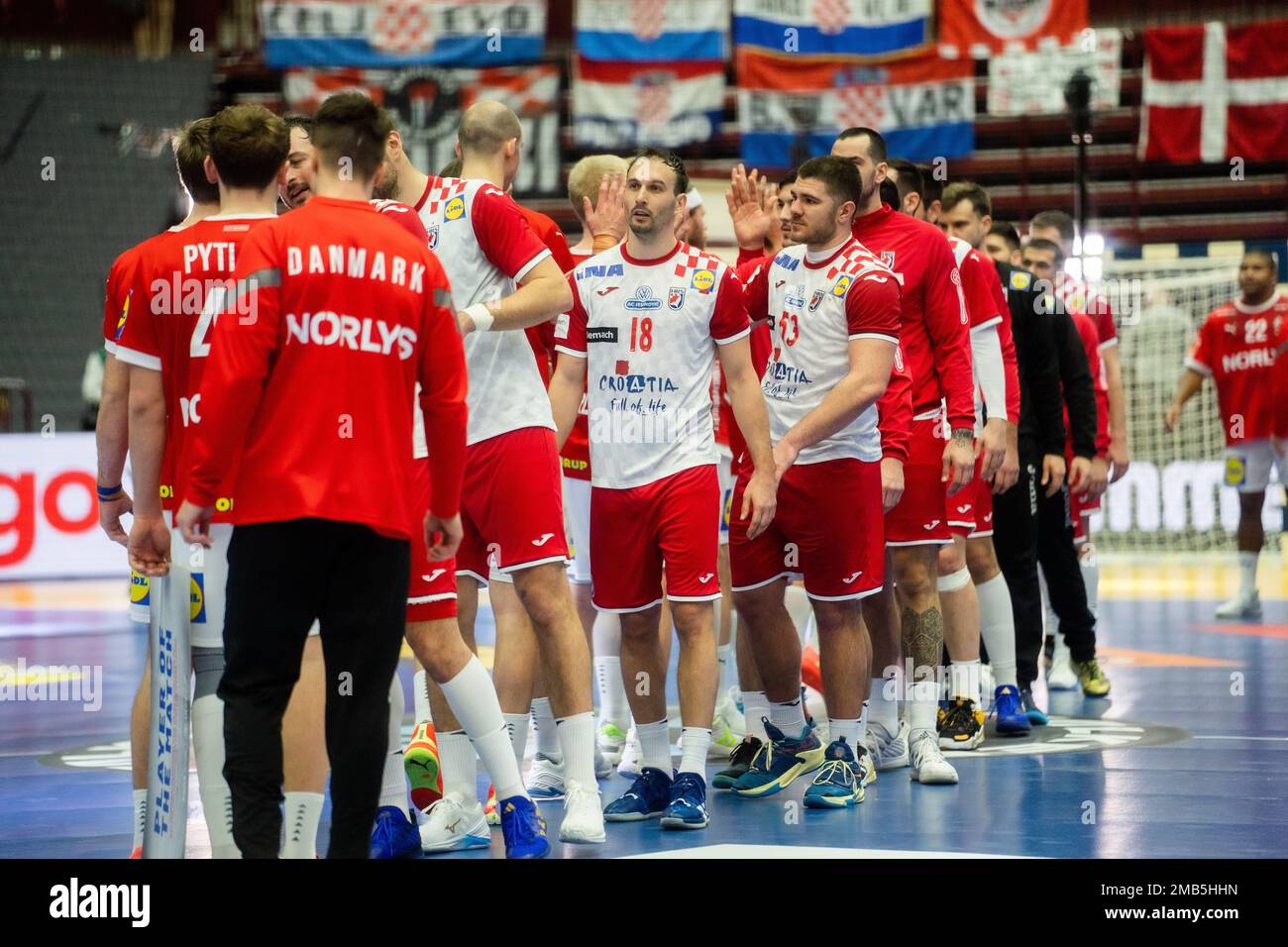 Malmo, Sweden. 19th Jan, 2023. The players of Croatia thanks the Danish