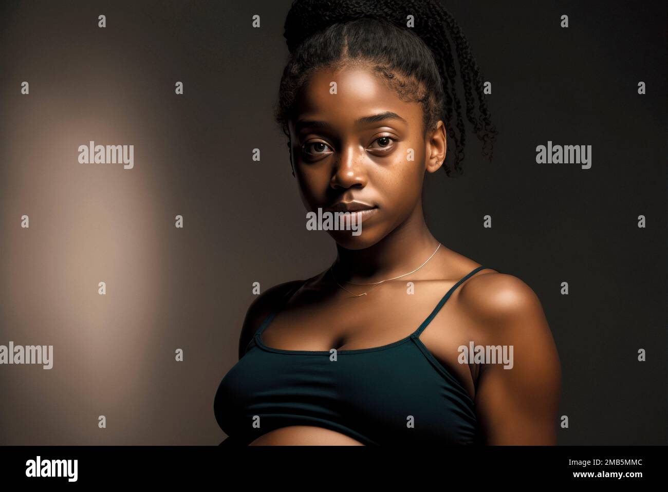 PREGNANT TEEN 14-18 yrs Teen Pregnancy Young Black Adolescent School Girl Concept. Generative AI Stock Photo