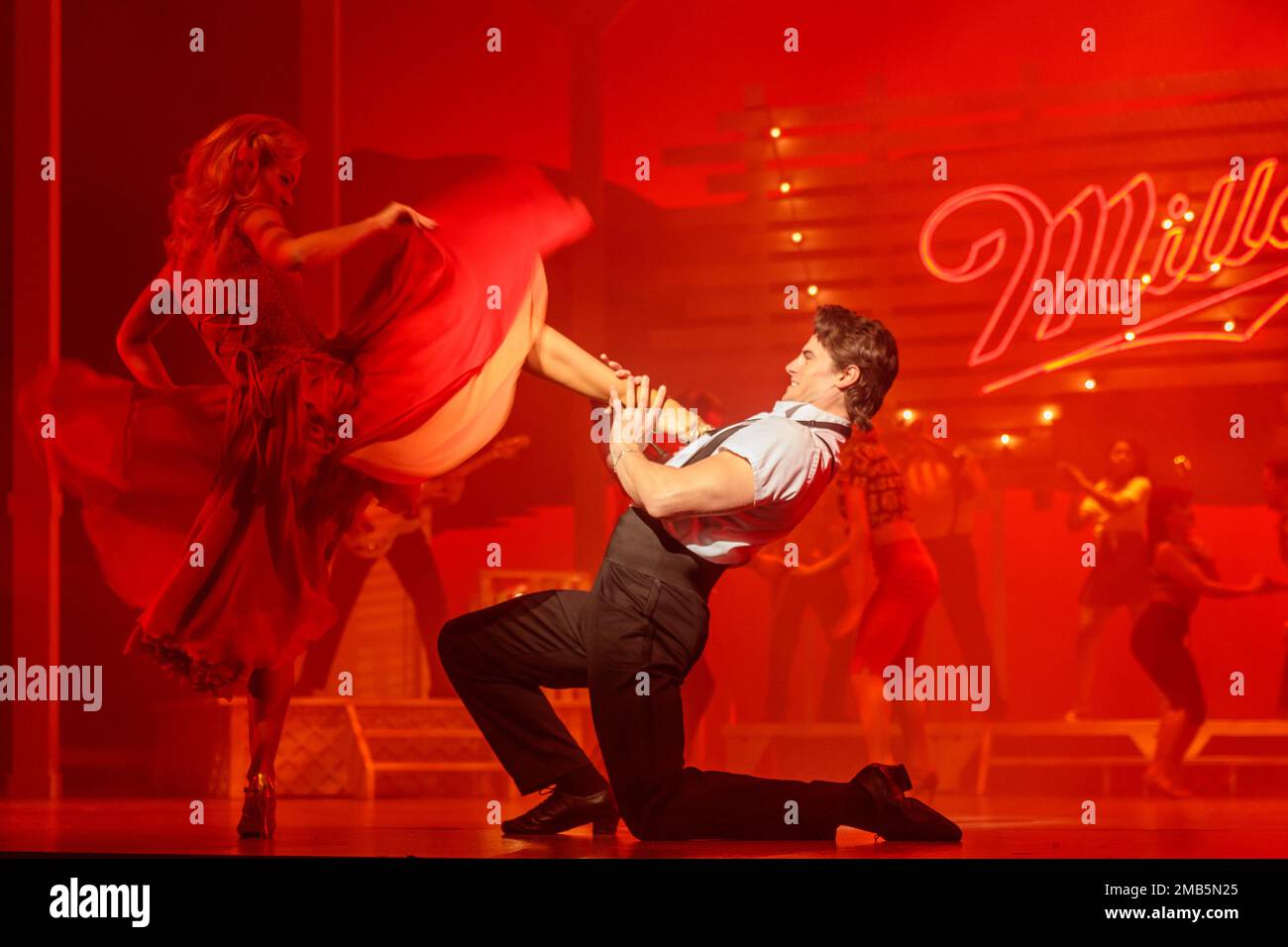 Dominion Theatre, London, UK. 20th January 2023. Charlotte Gooch (Penny) and Michael O'Reilly (Johnny) dances in a scene from Dirty Dancing. Following its record-breaking run last year, Dirty Dancing - The Classic Story On Stage returns to the West End until 29th April. Photo by Amanda Rose/Alamy Live News Stock Photo