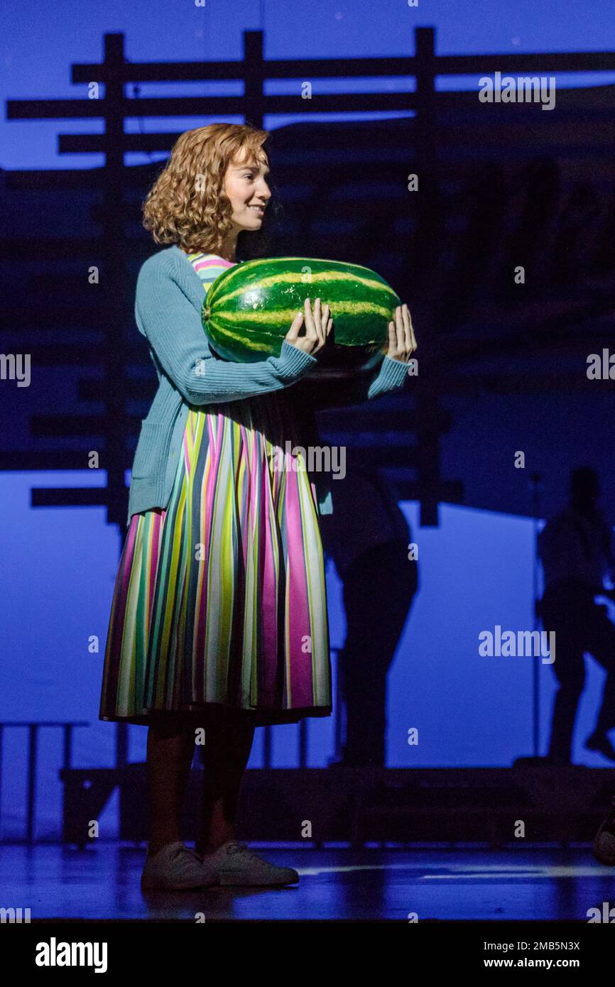 Dominion Theatre, London, UK. 20th January 2023.  Kira Malou (Baby) in the famous Watermelon scene from Dirty Dancing. Following its record-breaking run last year, Dirty Dancing - The Classic Story On Stage returns to the West End until 29th April. Photo by Amanda Rose/Alamy Live News Stock Photo