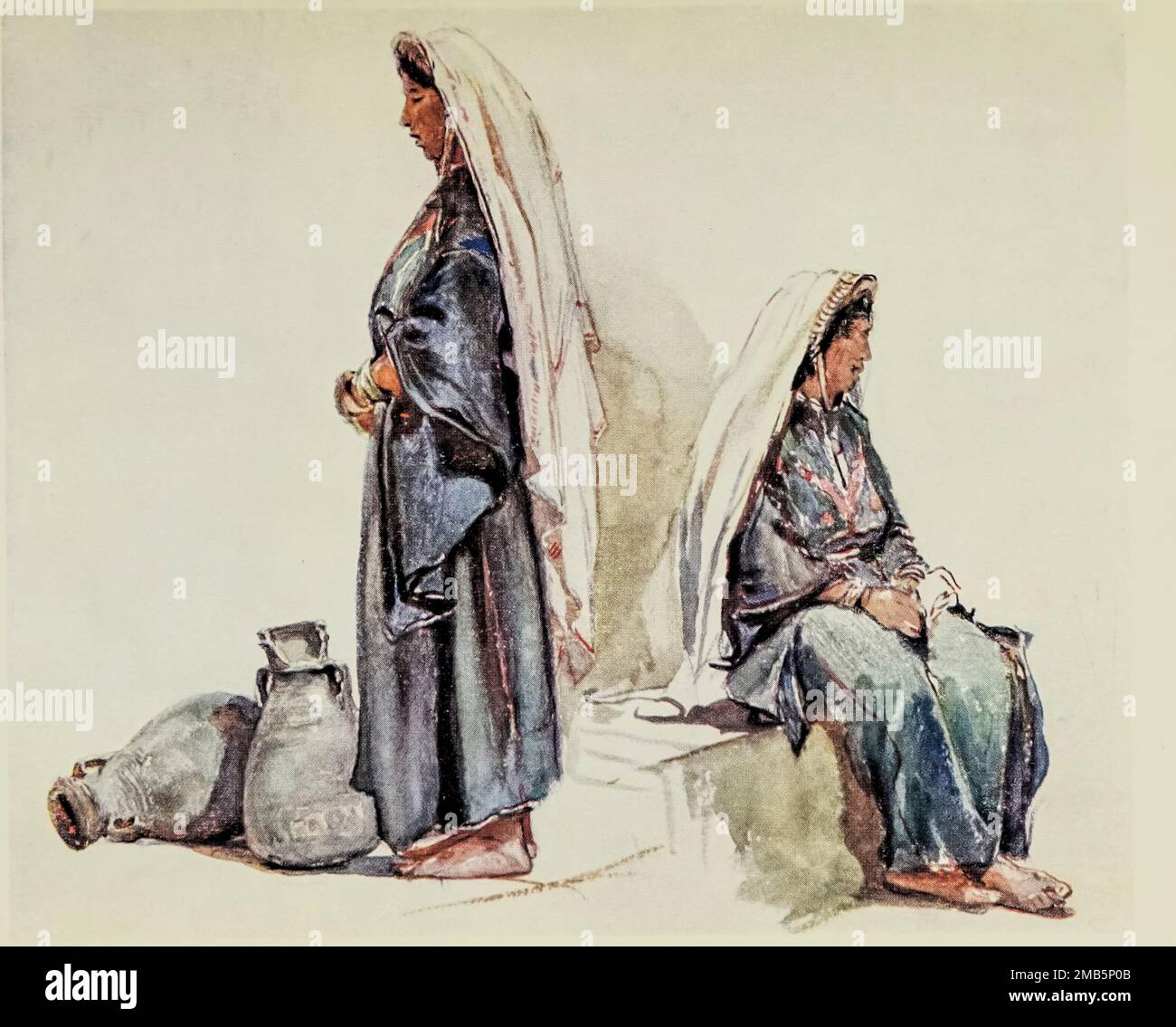 STUDIES OF SYRIAN PEASANT WOMEN Painted by John Fulleylove from the book ' The Holy land ' Described by John Kelman 1864-1929 Publication date 1902 Publisher London : A. & C. Black Stock Photo
