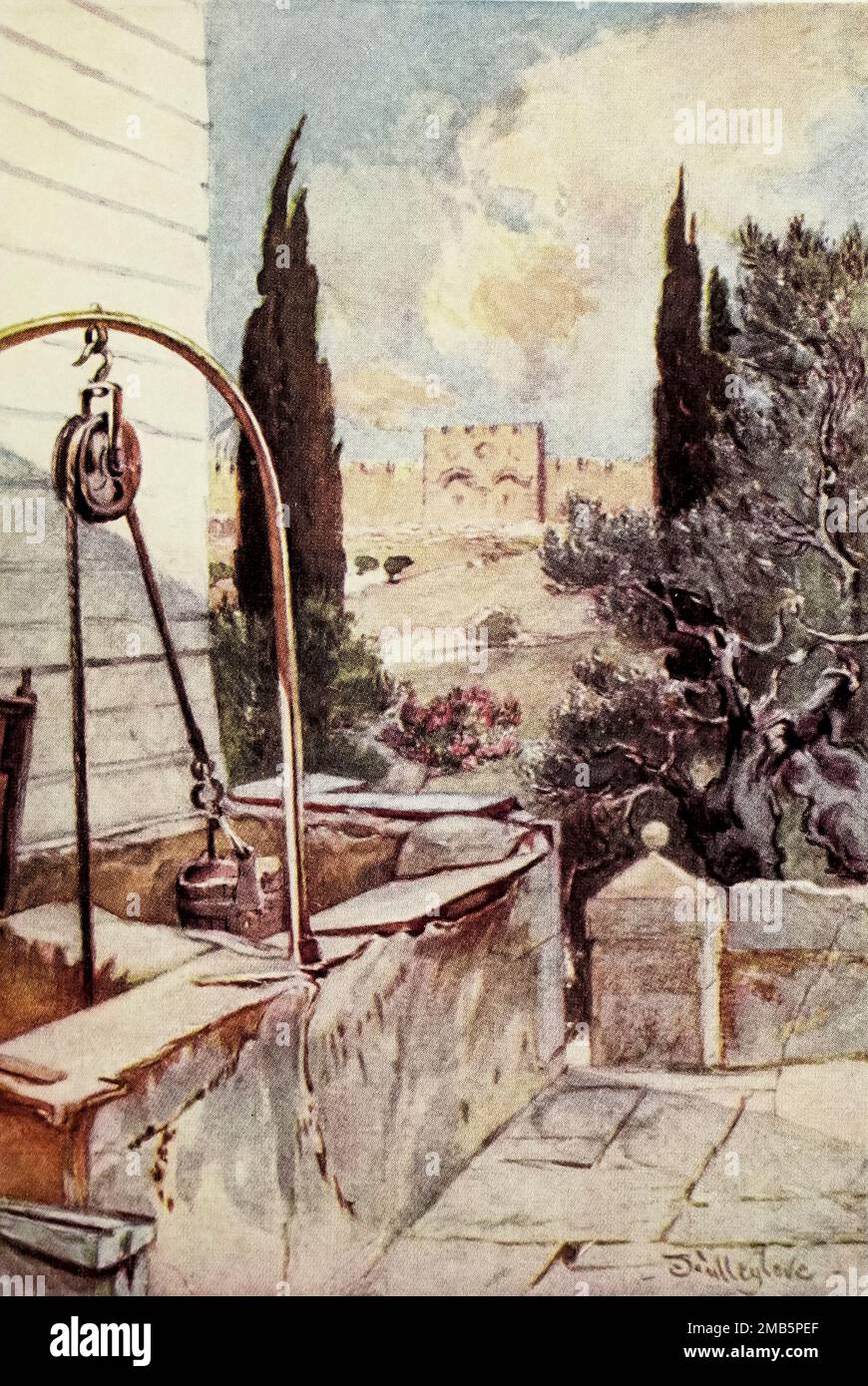 The Golden Gate, from the Garden of Gethsemane Painted by John Fulleylove from the book ' The Holy land ' Described by John Kelman 1864-1929 Publication date 1902 Publisher London : A. & C. Black Stock Photo