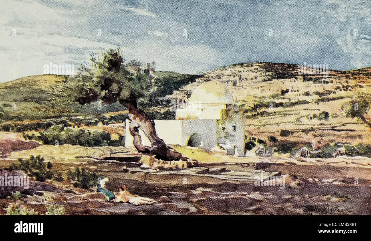 The Tomb of Rachel, on the Road from Jerusalem to Hebron Painted by John Fulleylove from the book ' The Holy land ' Described by John Kelman 1864-1929 Publication date 1902 Publisher London : A. & C. Black Stock Photo
