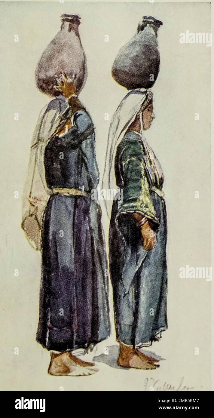 Studies of Syrian Peasant Women Painted by John Fulleylove from the book ' The Holy land ' Described by John Kelman 1864-1929 Publication date 1902 Publisher London : A. & C. Black Stock Photo
