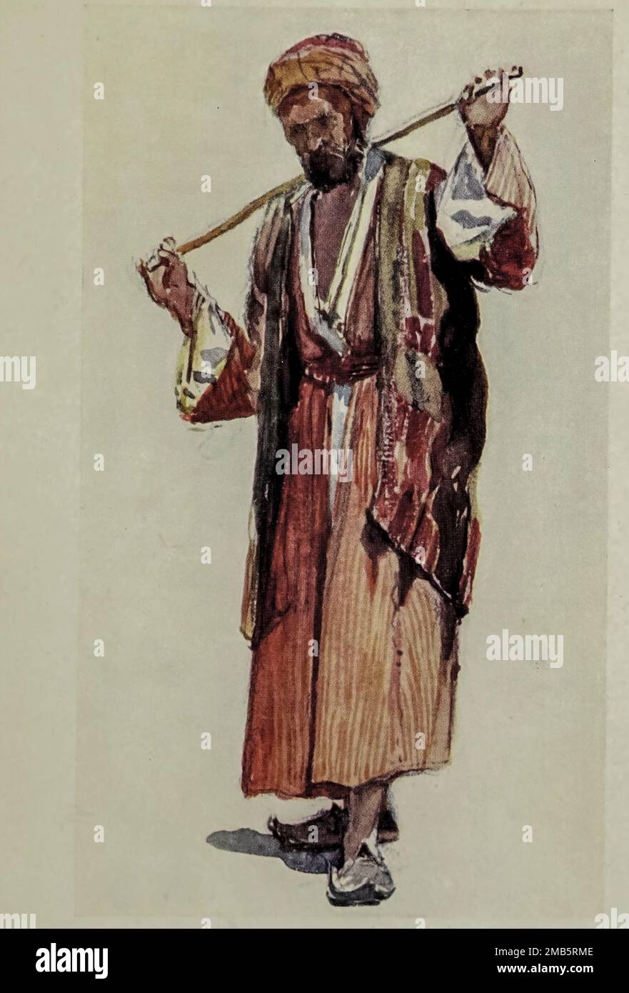 Syrian Shepherd Painted by John Fulleylove from the book ' The Holy land ' Described by John Kelman 1864-1929 Publication date 1902 Publisher London : A. & C. Black Stock Photo