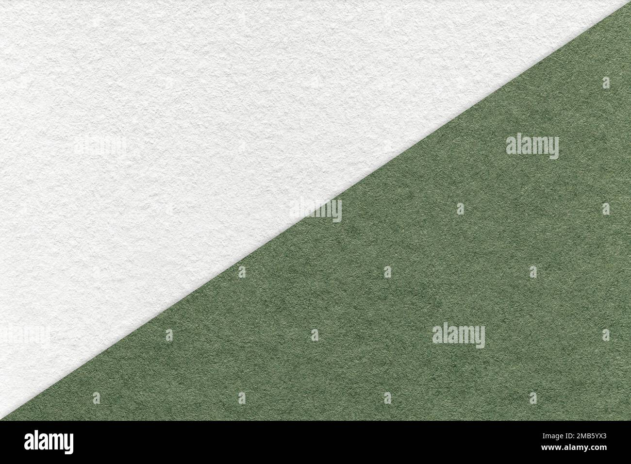 Texture of craft white and green paper background, half two colors