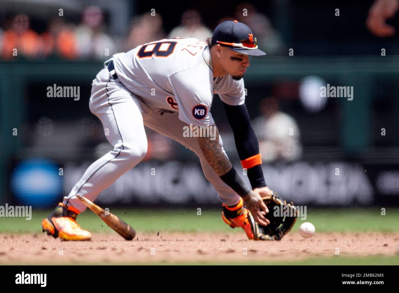 Javier Baez of the Detroit Tigers runs in action against the San