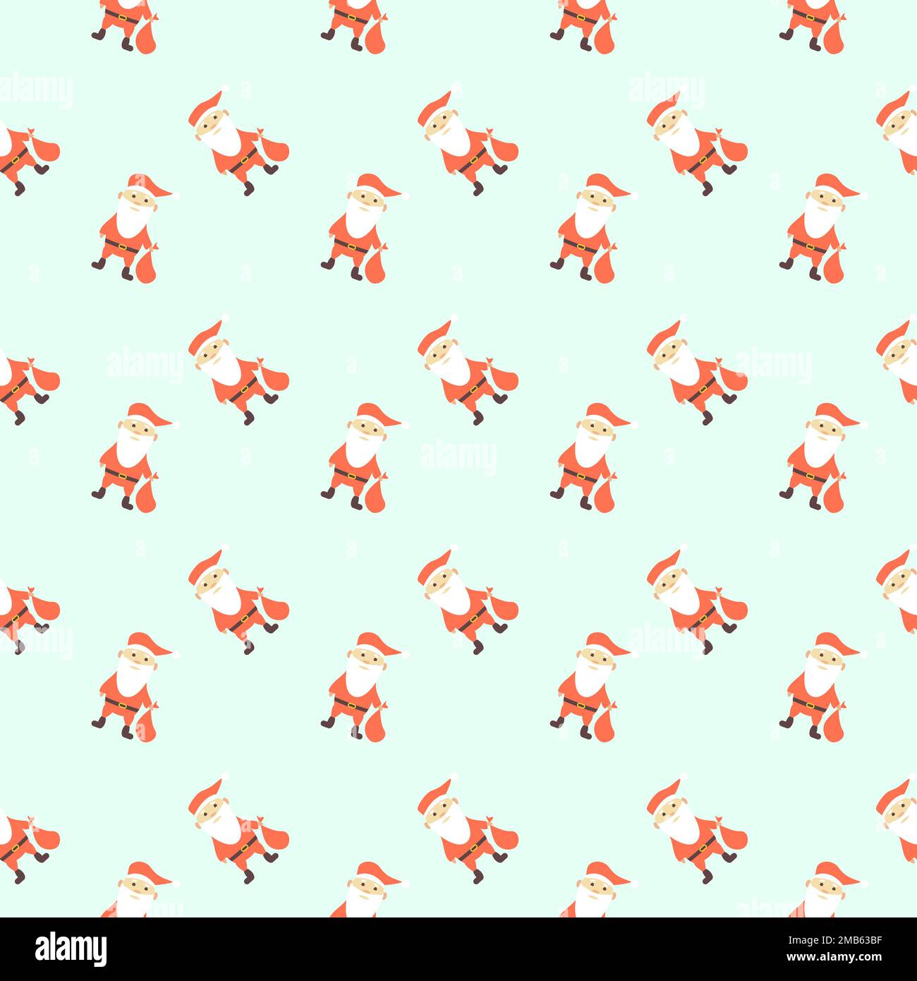 Seamless New Year and Christmas pattern with red Santa Claus on light background Stock Vector