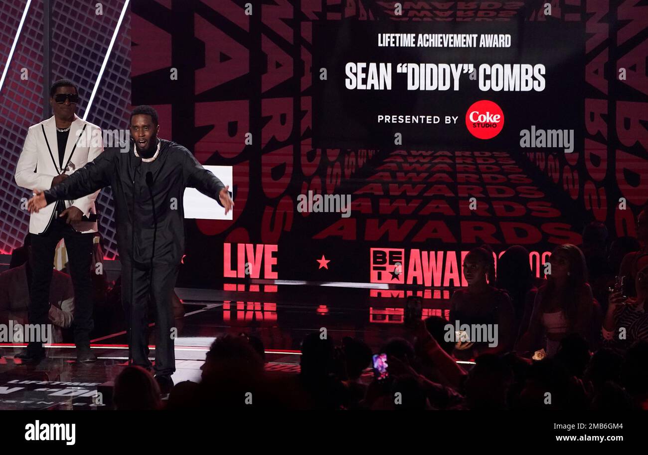 Sean "Diddy" Combs accepts the lifetime achievement award at the BET