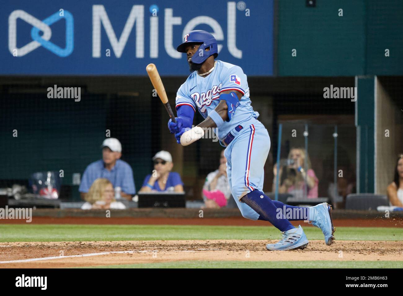 This is a 2022 photo of Adolis Garcia of the Texas Rangers' baseball team.  (AP Photo/Darryl Webb Stock Photo - Alamy