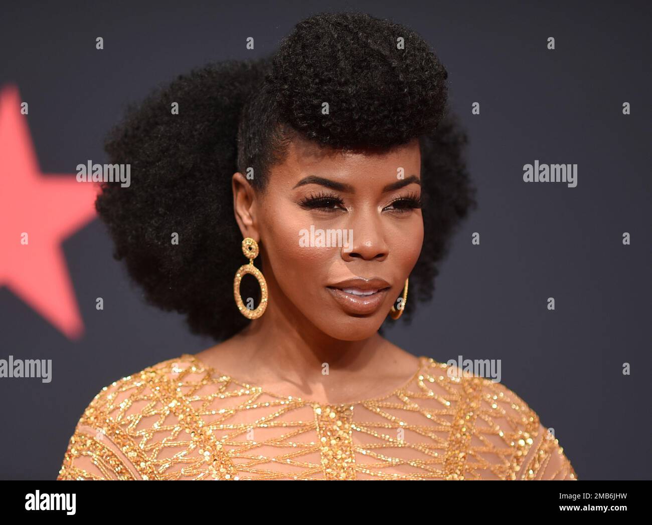 Brandee Evans arrives at the BET Awards on Sunday, June 26, 2022, at