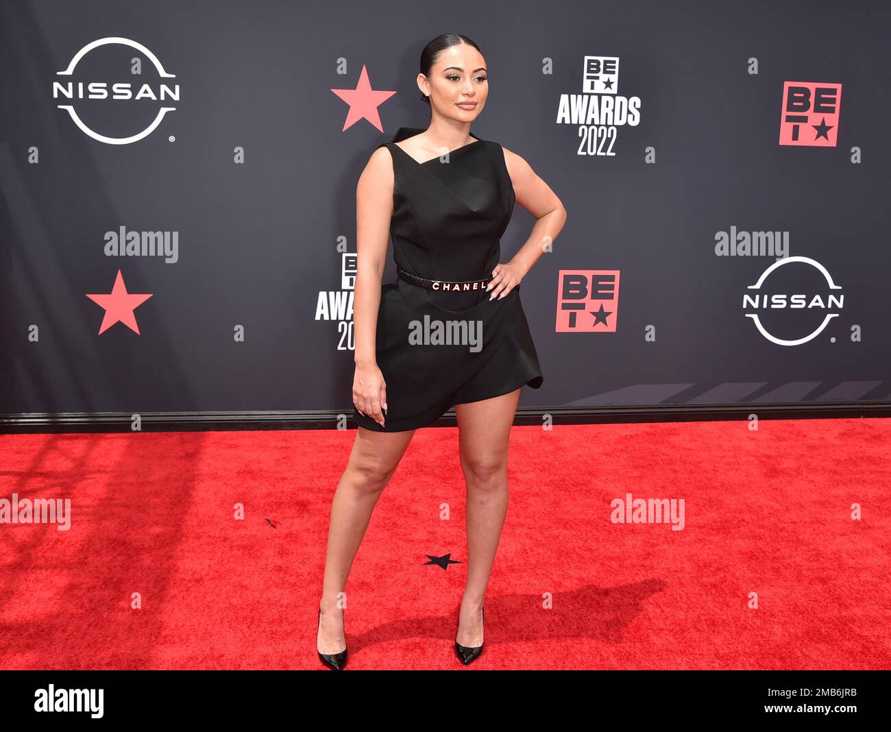 Tamera Kissen arrives at the BET Awards on Sunday, June 26, 2022, at