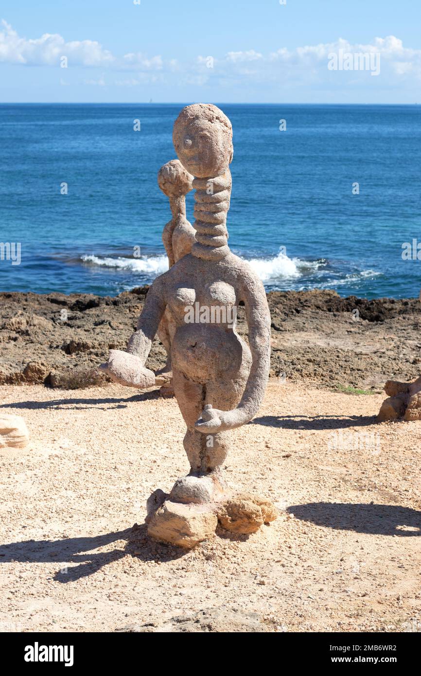 sculptures on the beach of Can Picafort Stock Photo Alamy