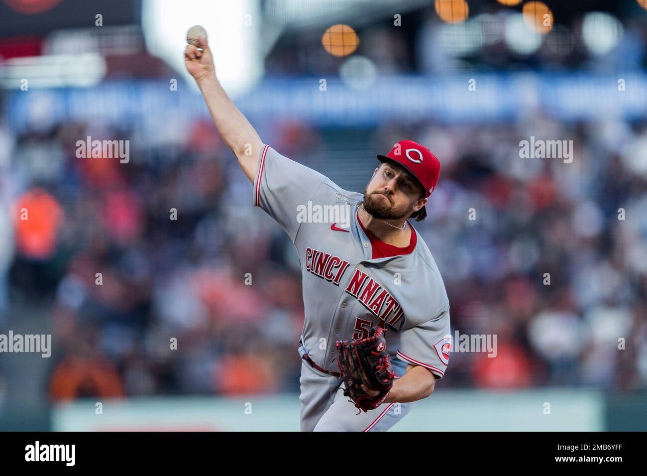 Cincinnati Reds' Graham Ashcraft pitches against the San Francisco