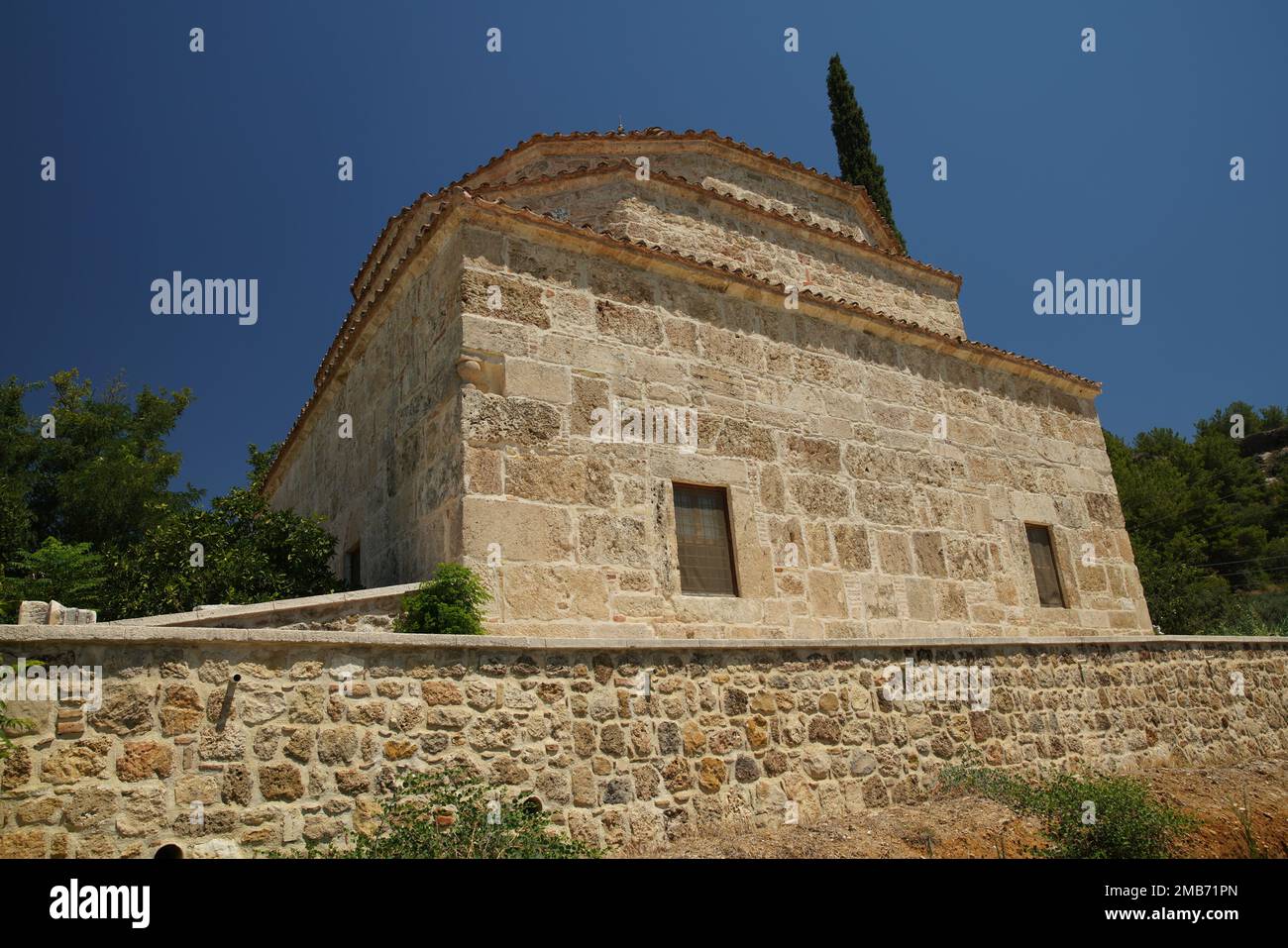 Agalar Mosque built with stones taken from Perge Ancient City in Antalya City, Turkiye Stock Photo