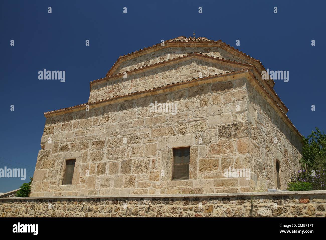 Agalar Mosque built with stones taken from Perge Ancient City in Antalya City, Turkiye Stock Photo