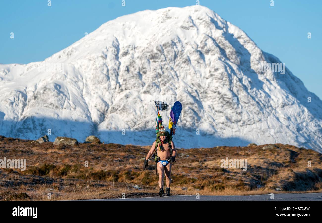 Mick Cullen, otherwise known as Speedo Mick, walks through Glencoe in