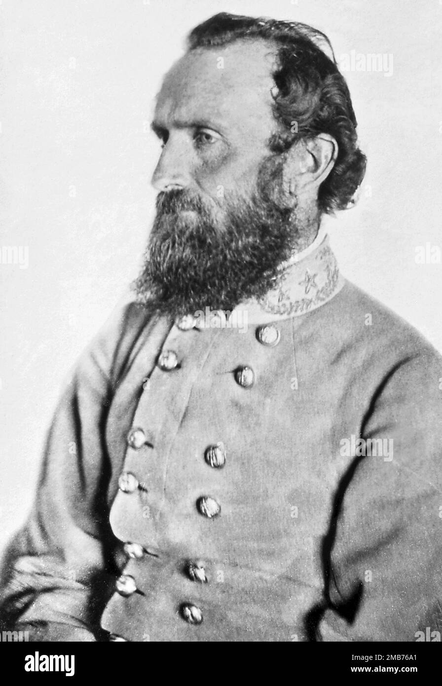 General Stonewall Jackson's 'Chancellorsville' portrait, taken at a Spotsylvania County farm on April 26, 1863, seven days before he was wounded at the Battle of Chancellorsville Stock Photo