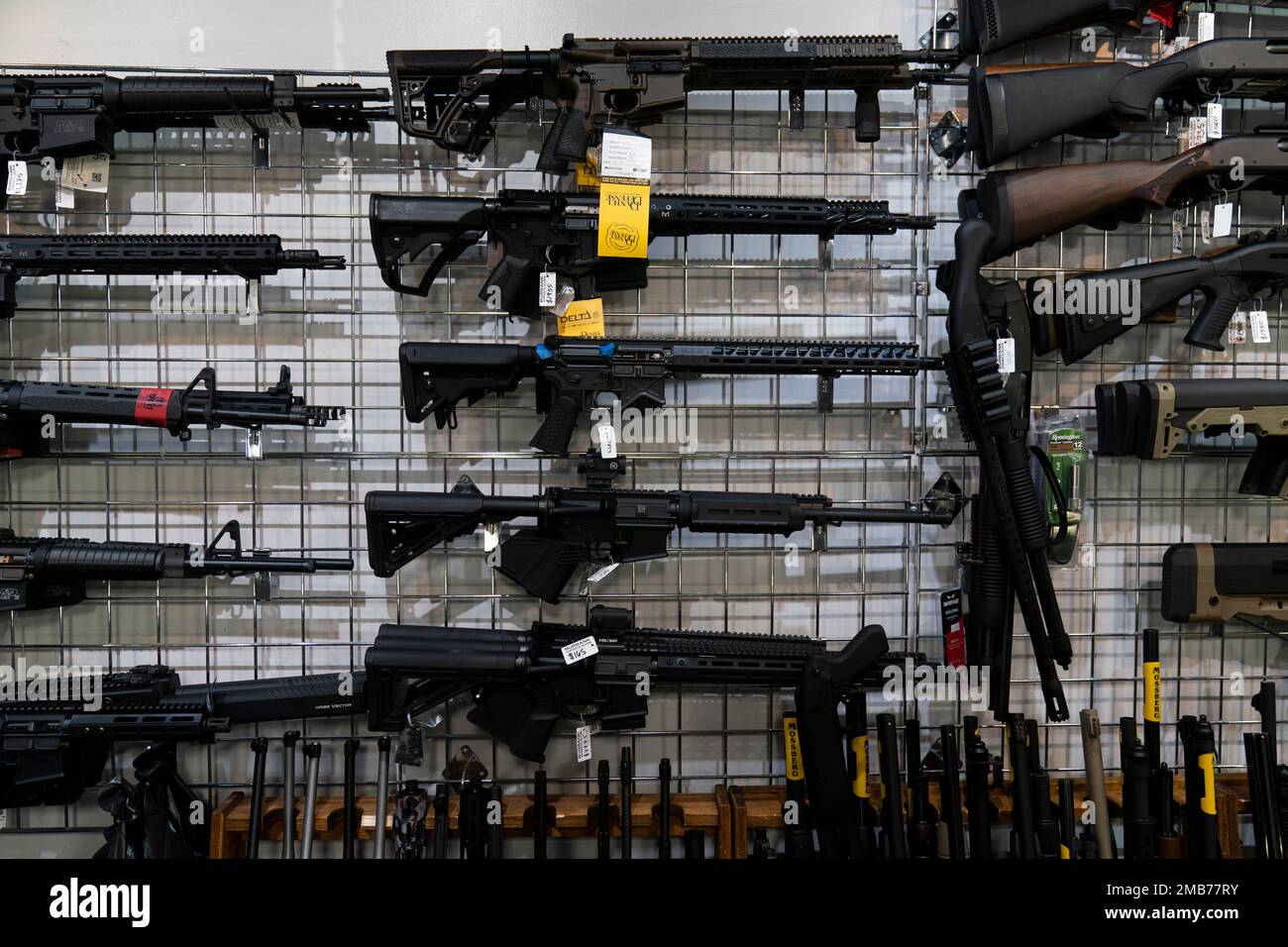 AR15style rifles are on display at Burbank Ammo & Guns in Burbank