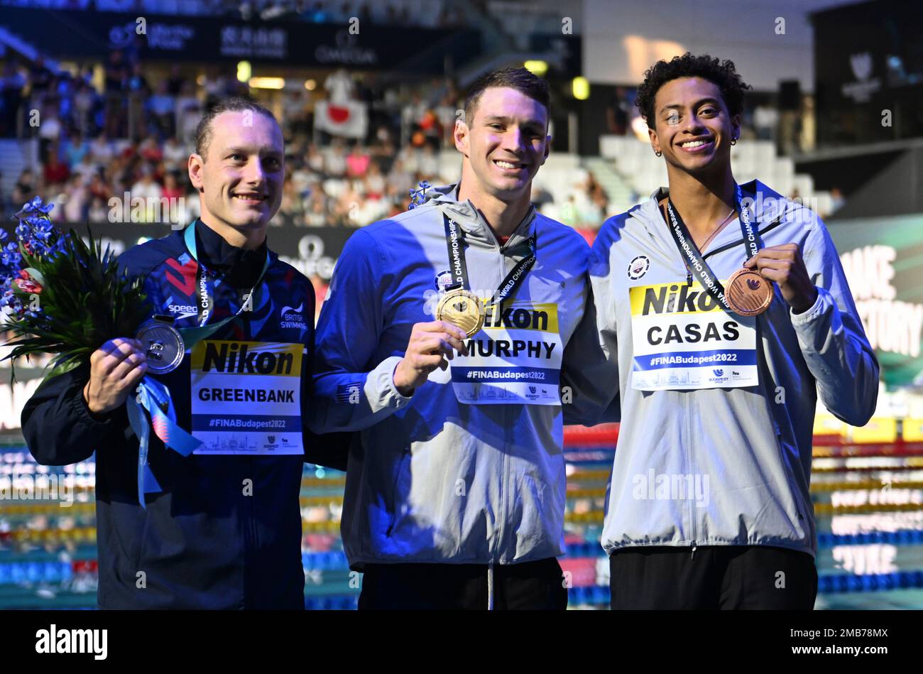 Silver medalist Luke Greenbank of Britan, left, gold medalist Ryan