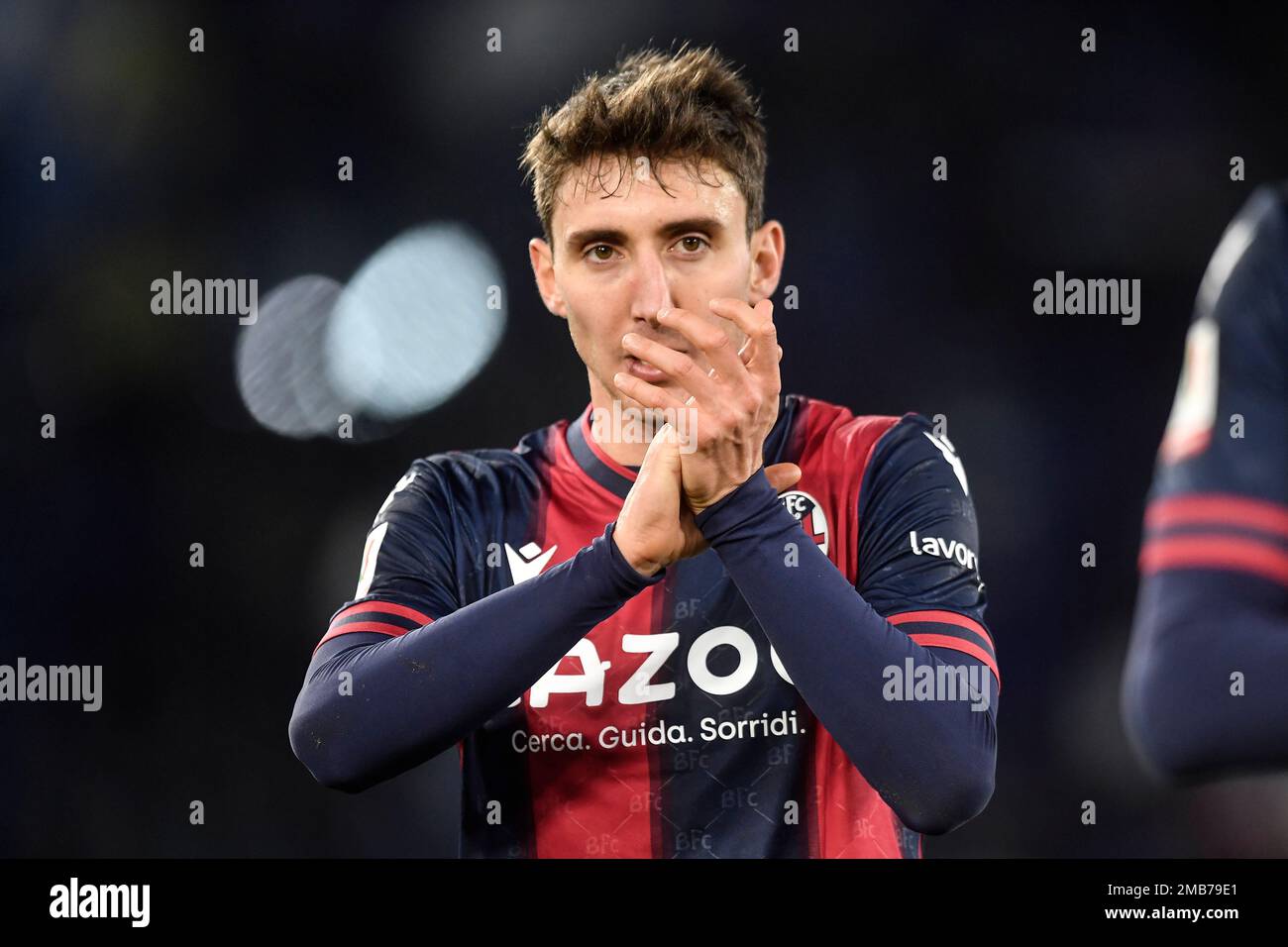 Andrea Cambiaso of Bologna FC during the Italy Cup football match between SS Lazio and Bologna FC at Olimpico stadium in Rome (Italy), January 19th, 2 Stock Photo