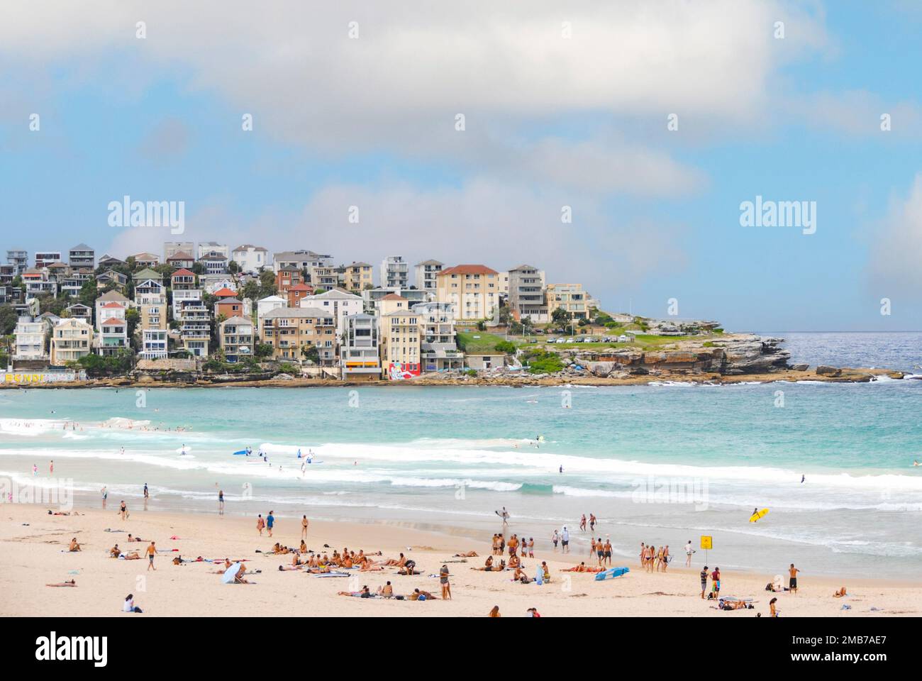 View of the beach. Bondi Beach is one of Australia’s most iconic beaches. Stock Photo