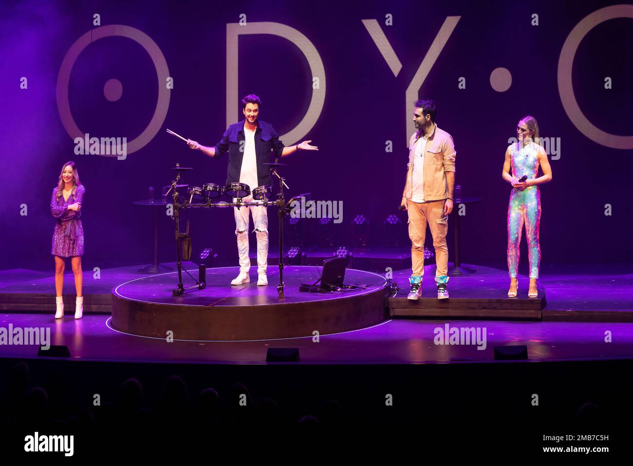 ODY•C. Vocal harmony group with electronic drums  on P&O Arvia Stock Photo