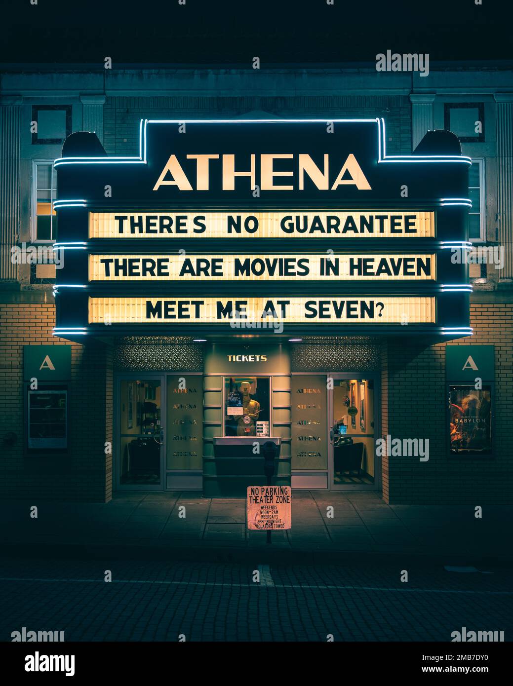 Athena Theater sign at night, Athens, Ohio Stock Photo Alamy