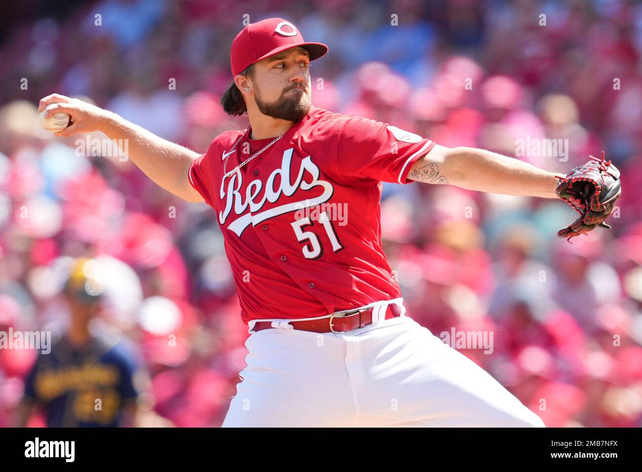 Cincinnati Reds starting pitcher Graham Ashcraft (51) plays during a