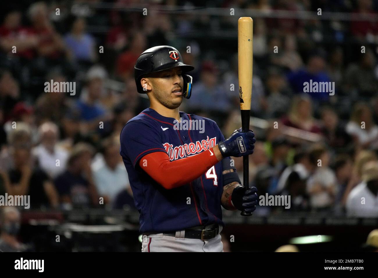 Minnesota Twins shortstop Carlos Correa (4) in the first inning during