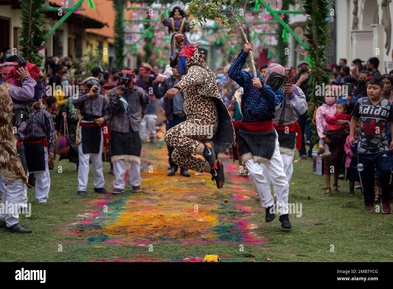 Indigenous dancers perform The Dance of the Deer during the Corpus