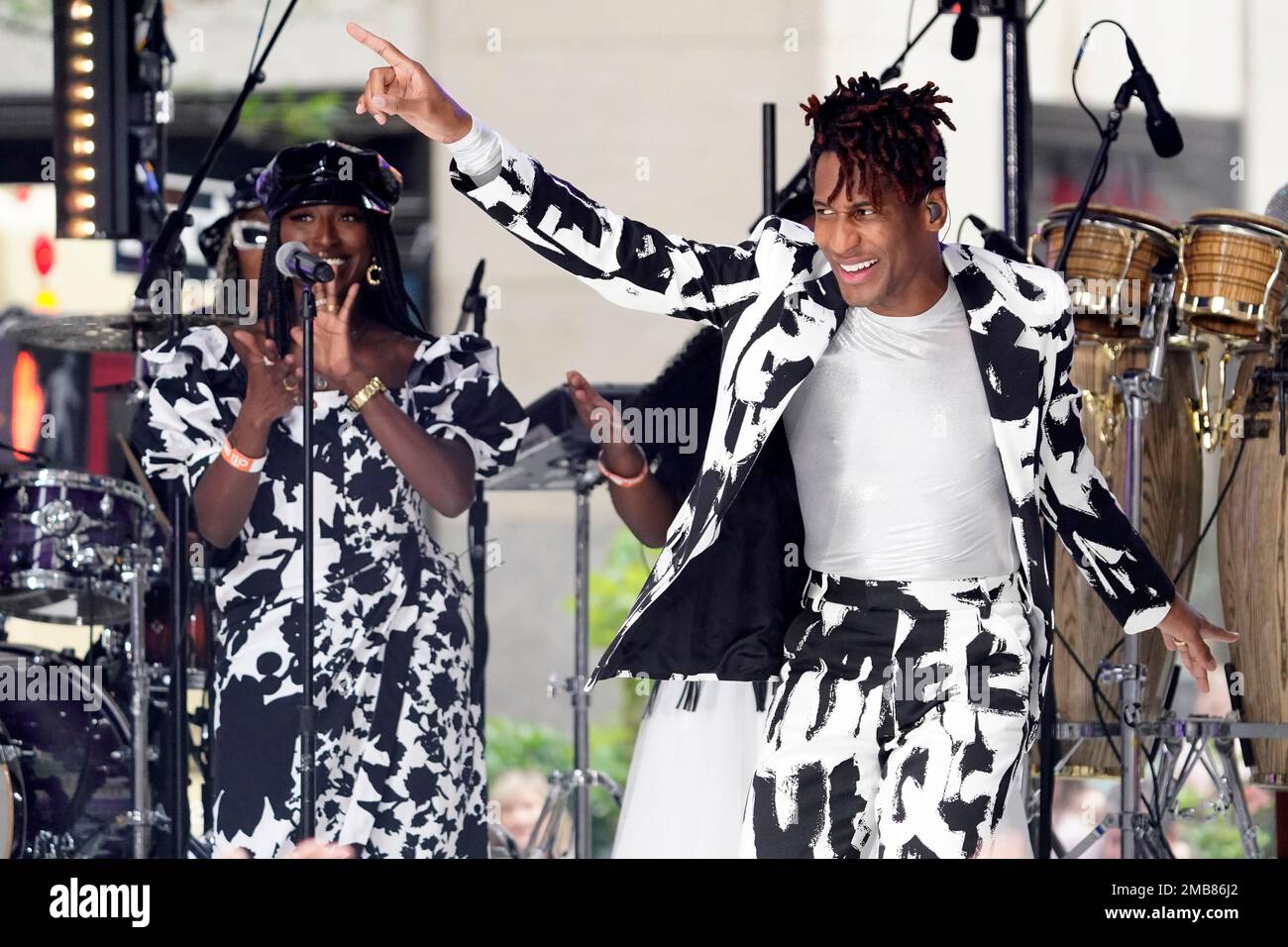Jon Batiste performs on NBC's Today show at Rockefeller Plaza on Friday