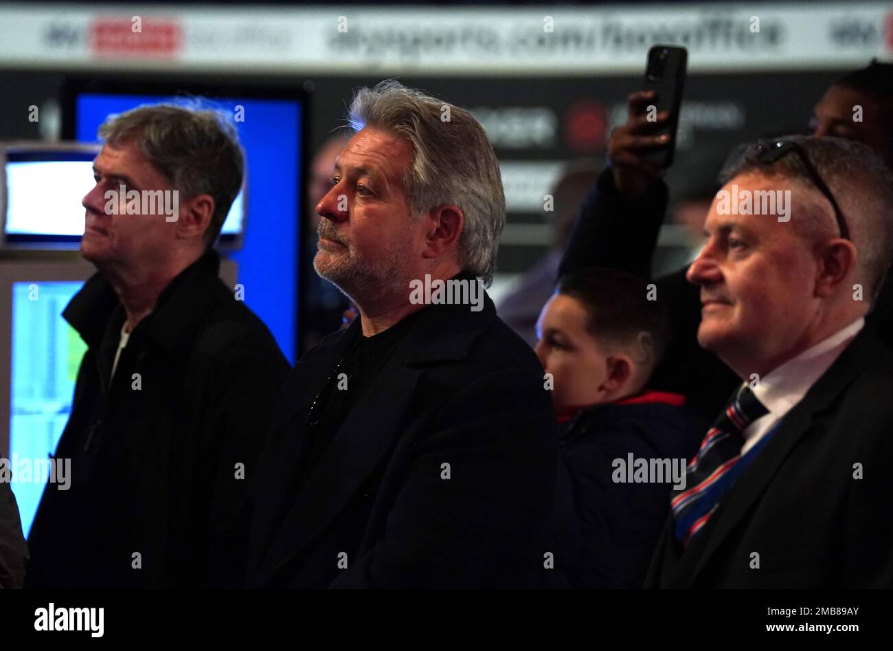 Robert Smith, secretary general of the British Boxing Board of Control (centre) during the weigh-in at the Manchester Central Convention Complex, Manchester. Picture date: Friday January 20, 2023. Stock Photo