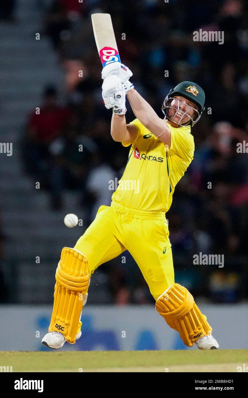 Australia's David Warner Plays A Shot During The Second One-day ...