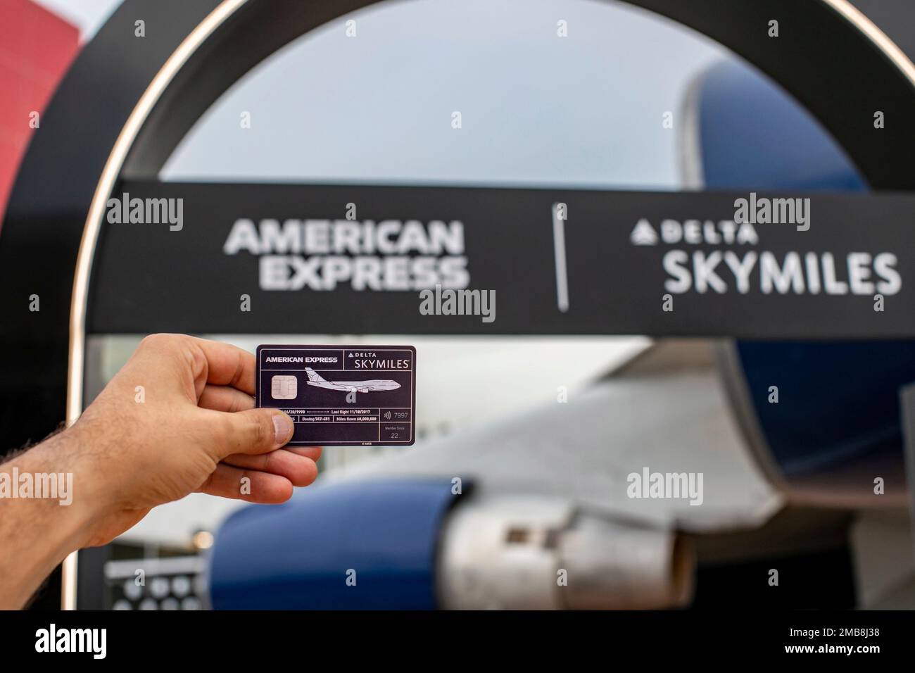 IMAGE DISTRIBUTED FOR AMERICAN EXPRESS - On Tuesday, June 14, 2022, American  Express and Delta Air Lines celebrated the launch of the first-ever credit  card design made from airplane metal for Delta