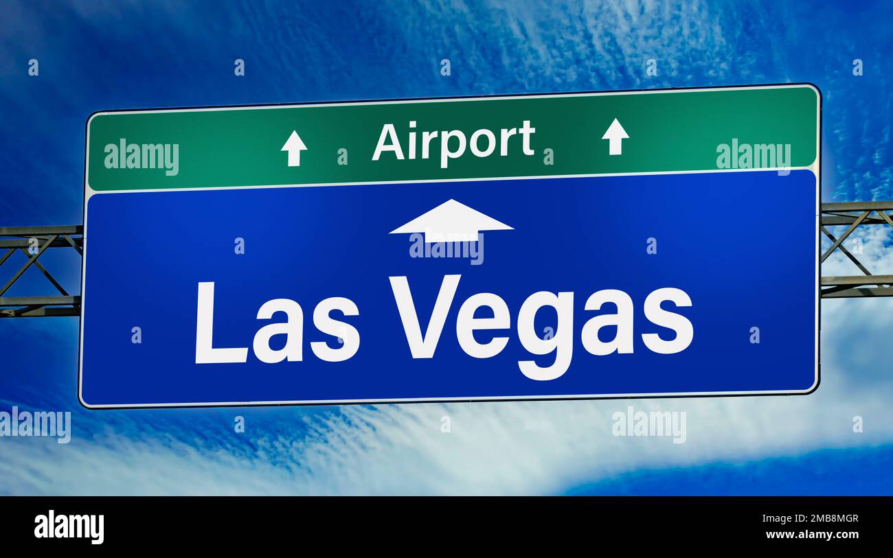 Road sign indicating direction to the city of Las Vegas Stock Photo Alamy