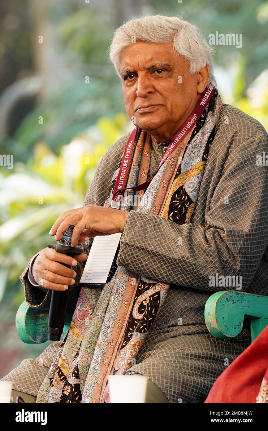 Javaed Rajesthan Poet Javed Akhtar during the Jaipur Literature Festival, in Jaipur ...